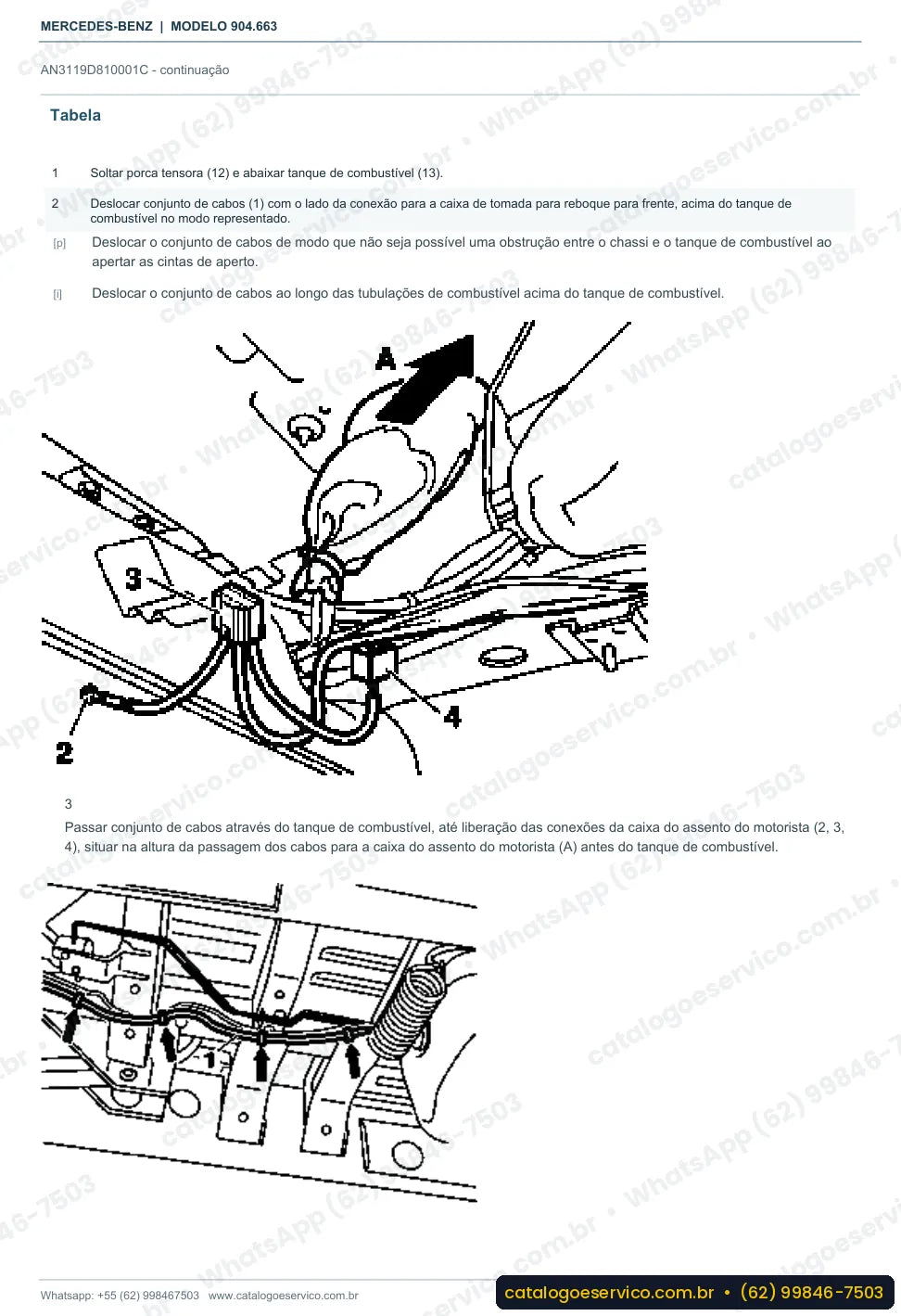 Página de procedimento do manual de oficina Mercedes-Benz Sprinter 413 CDI