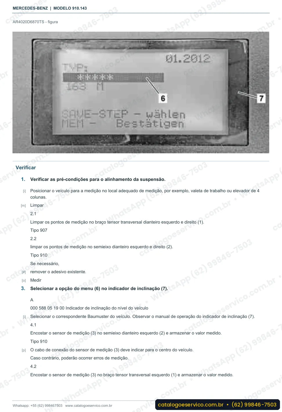Página de procedimento do manual de oficina Mercedes-Benz Sprinter 418 CDI (910.143)