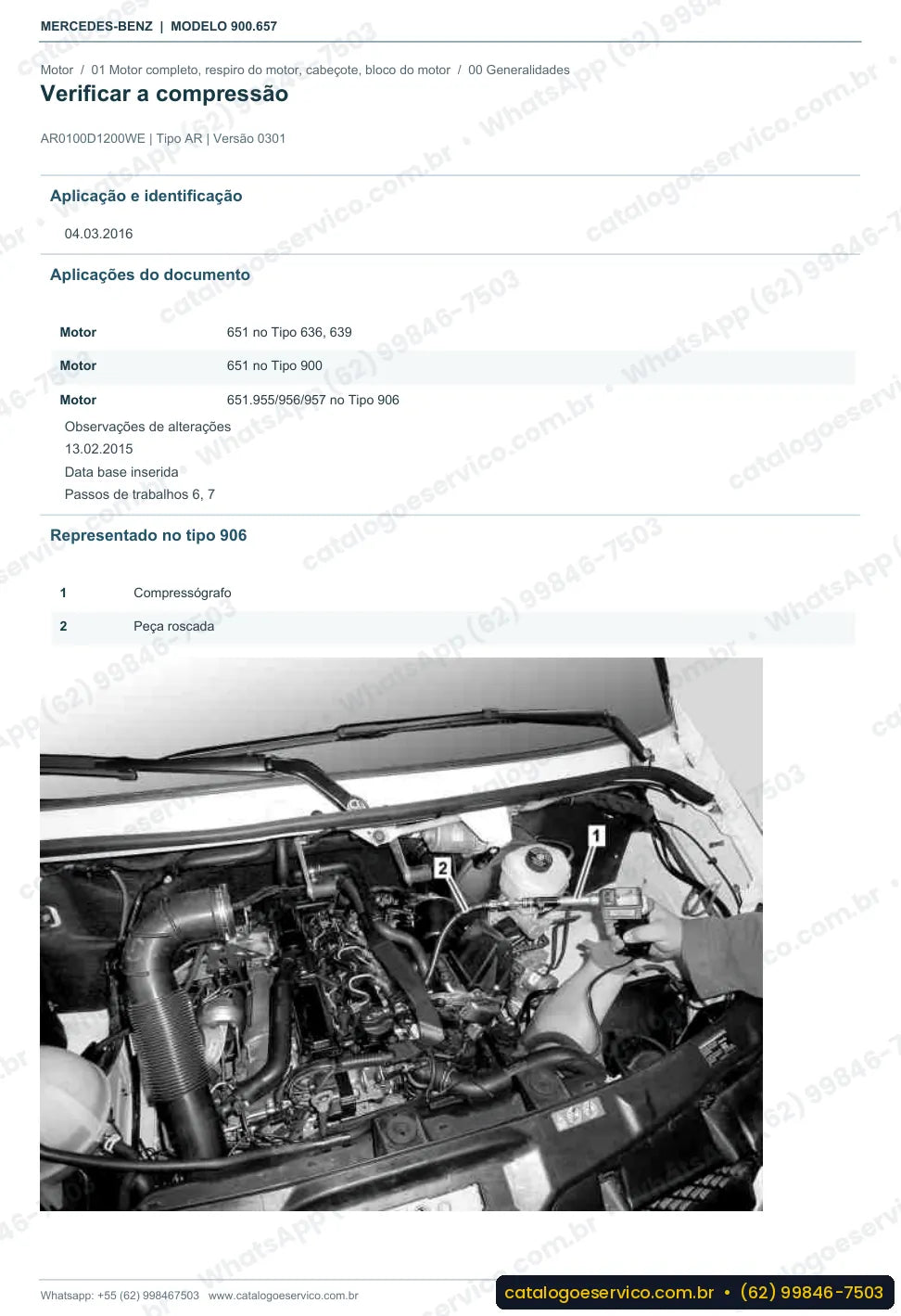 Página de procedimento do manual de oficina Mercedes-Benz Sprinter 515 CDI (900.657)