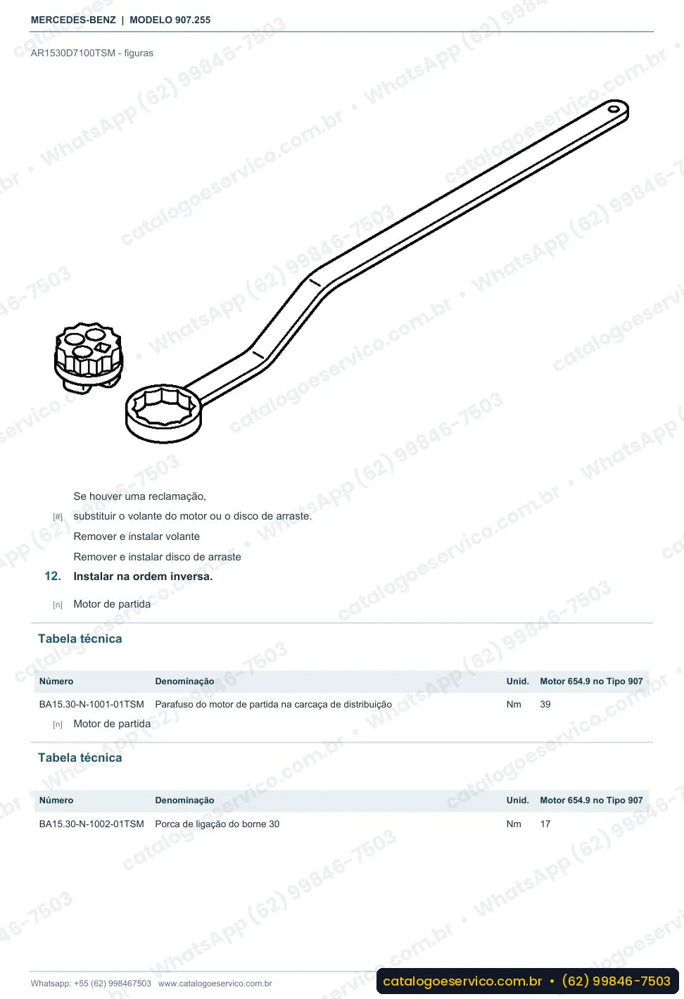 Página de procedimento do manual de oficina Mercedes-Benz Sprinter 516 CDI (907.255)