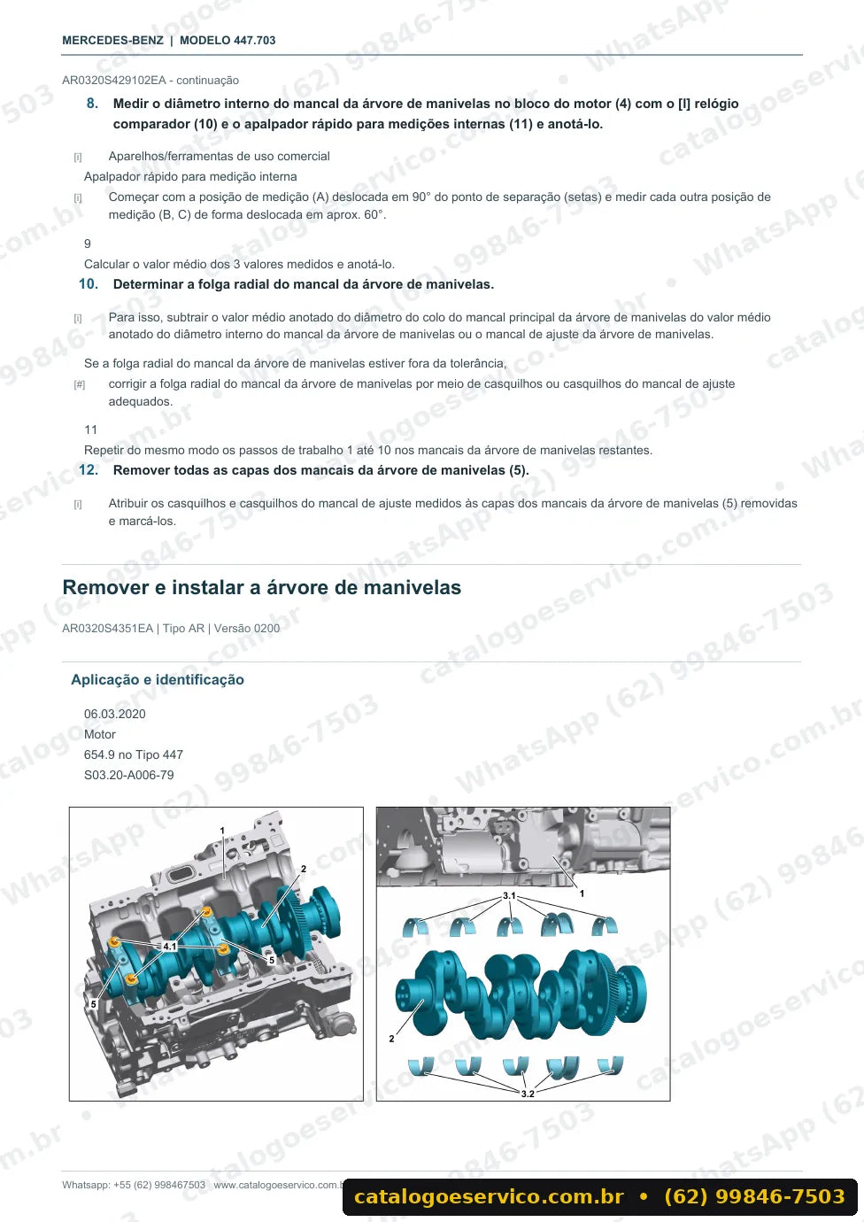 Página de procedimento do manual de oficina Mercedes-Benz Vito 110 a 119 CDI (447.703)
