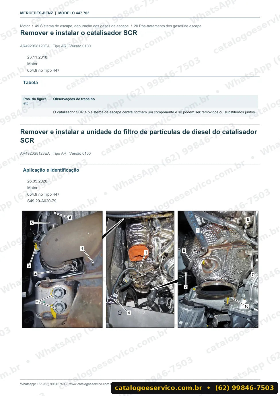 Página de procedimento do manual de oficina Mercedes-Benz Vito 110 a 119 CDI (447.703)