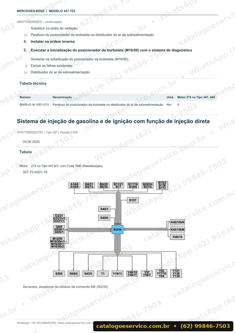 Página de procedimento do manual de oficina Mercedes-Benz Vito 119 (447.703)
