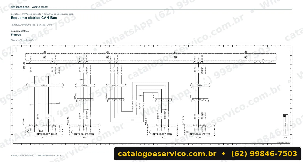 Página de esquema elétrico do manual Mercedes-Benz Zetros 2036