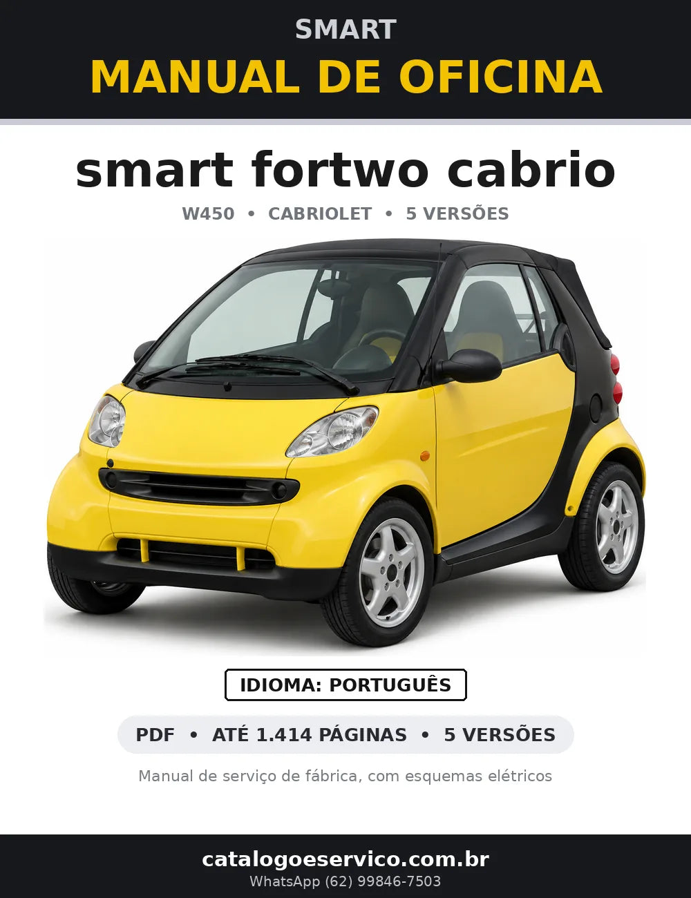 Capa do manual de oficina smart fortwo cabrio (W450)