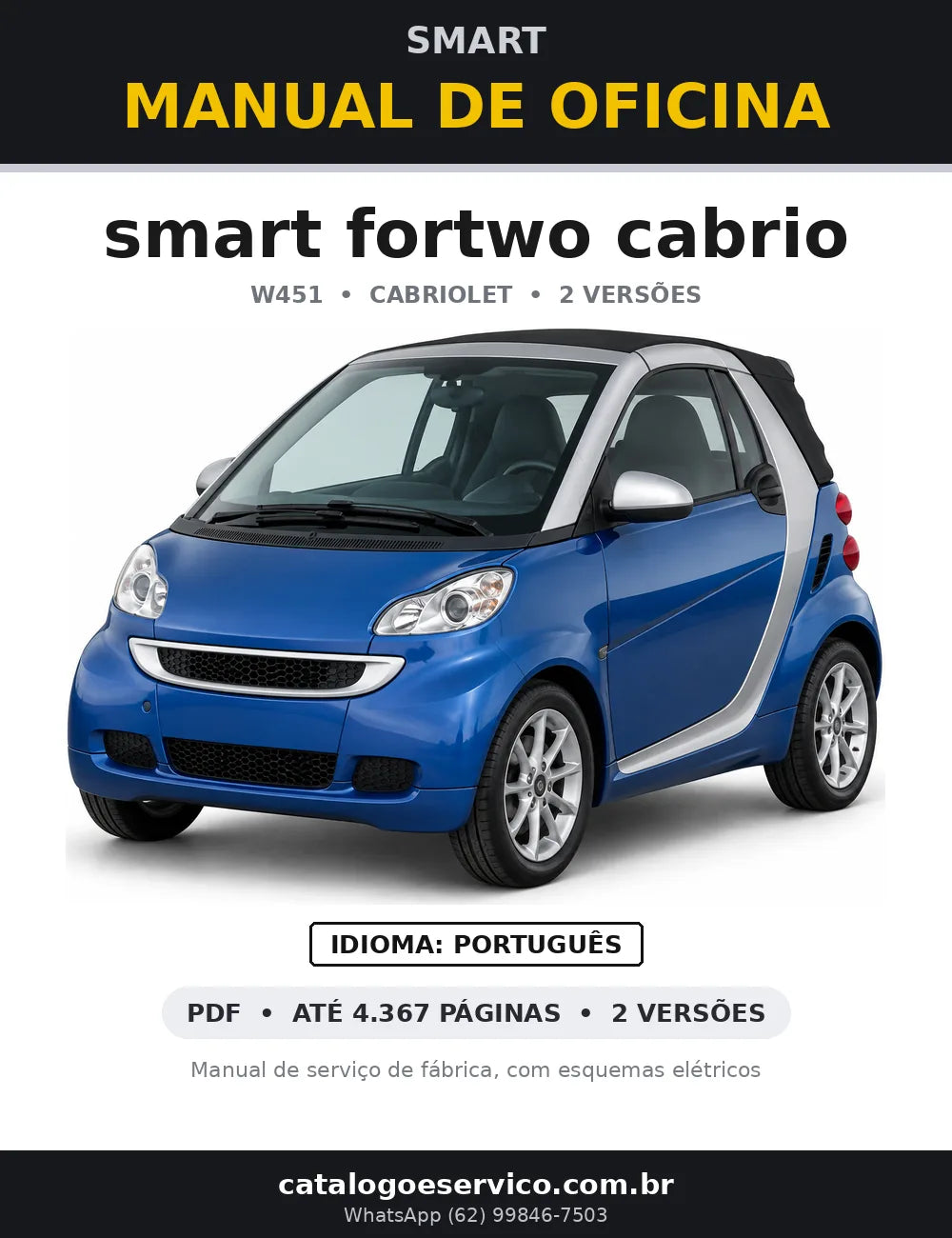 Capa do manual de oficina smart fortwo cabrio (W451)