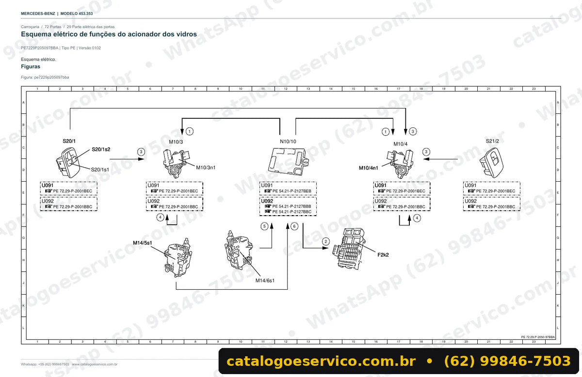 Página de esquema elétrico do manual smart smart fortwo (W453)