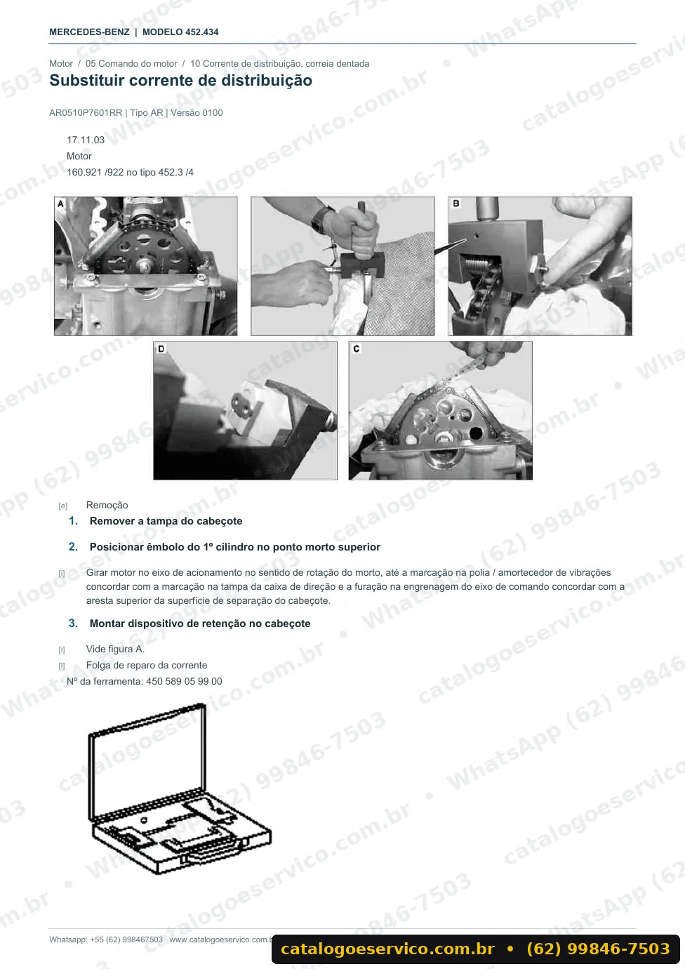 Página de procedimento do manual de oficina smart smart roadster (W452)