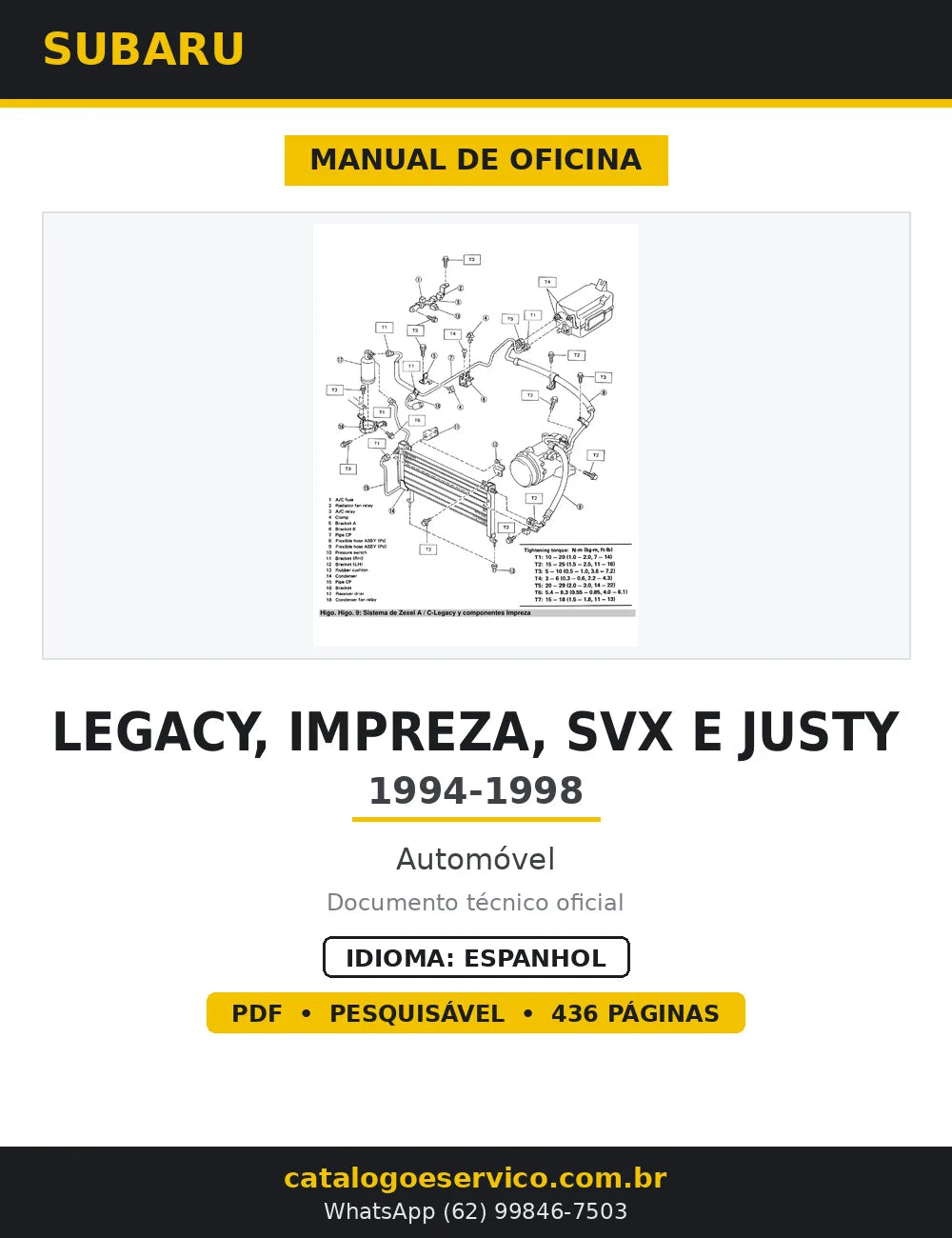 Manual de Oficina Subaru Legacy, Impreza, SVX e Justy 1994-1998 — capa