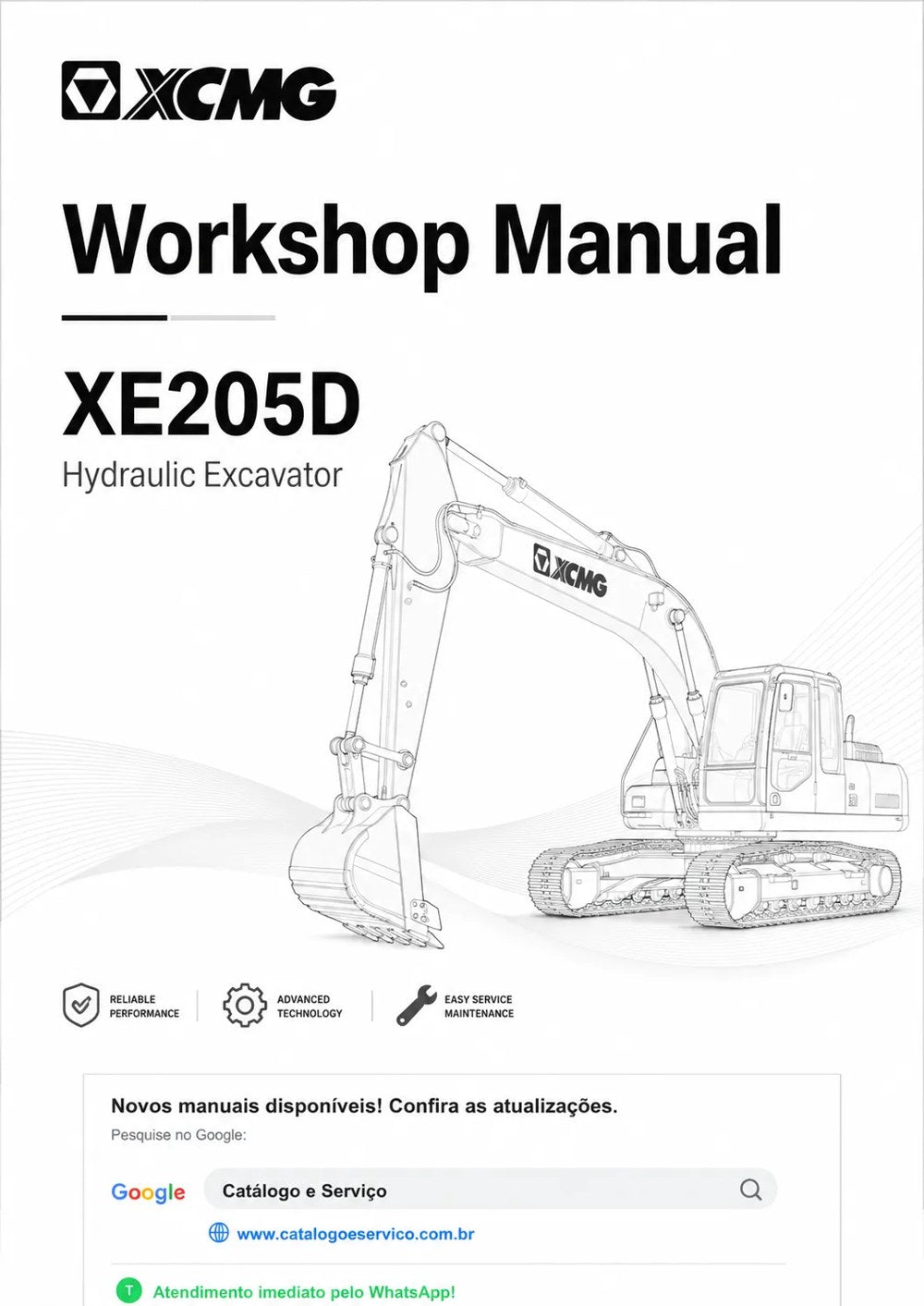 Manual de Oficina XE205D XCMG Escavadeira Hidráulica