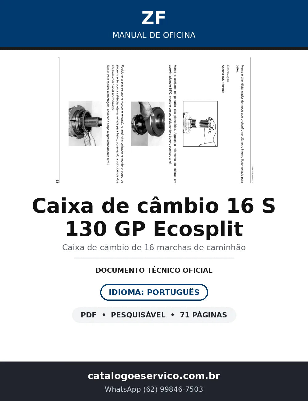 Manual de Oficina ZF Caixa de Câmbio 16 S 130 GP Ecosplit – 16 Marchas Sincronizadas — capa