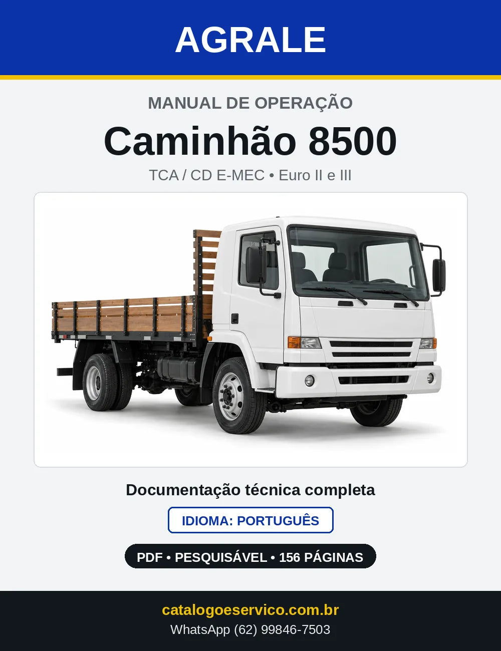 Capa do Manual de Operação Agrale Caminhão 8500 em PDF