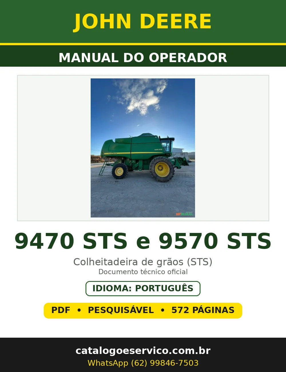 Capa - Manual do Operador John Deere 9470 STS e 9570 STS