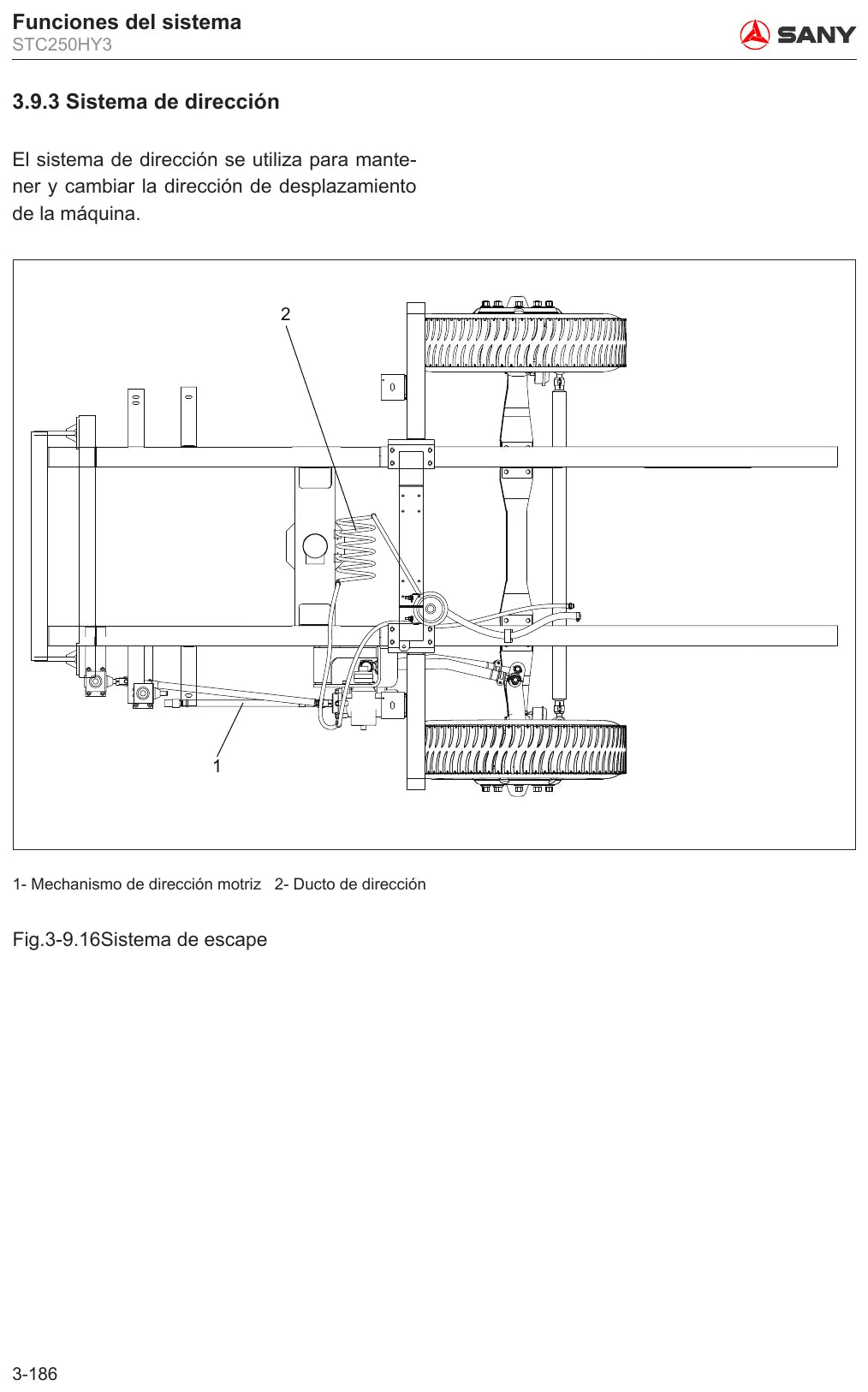 Página interna do Manual de Operação e Manutenção Sany STC250HY3 com ilustração de operação