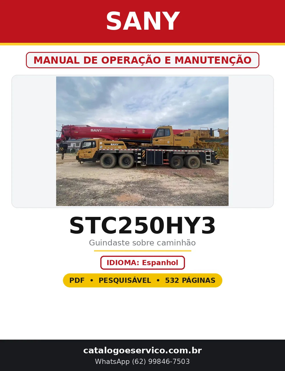 Capa do Manual de Operação e Manutenção Sany STC250HY3 em PDF com 532 páginas
