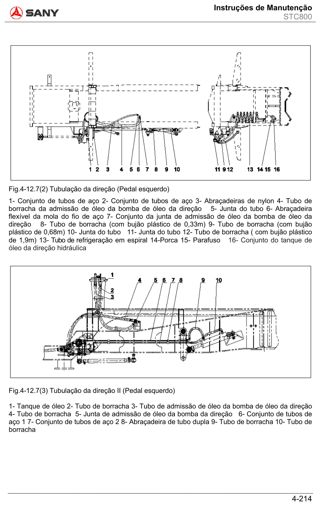 Página interna do Manual de Operação e Manutenção Sany STC800 — Guindaste sobre caminhão Sany
