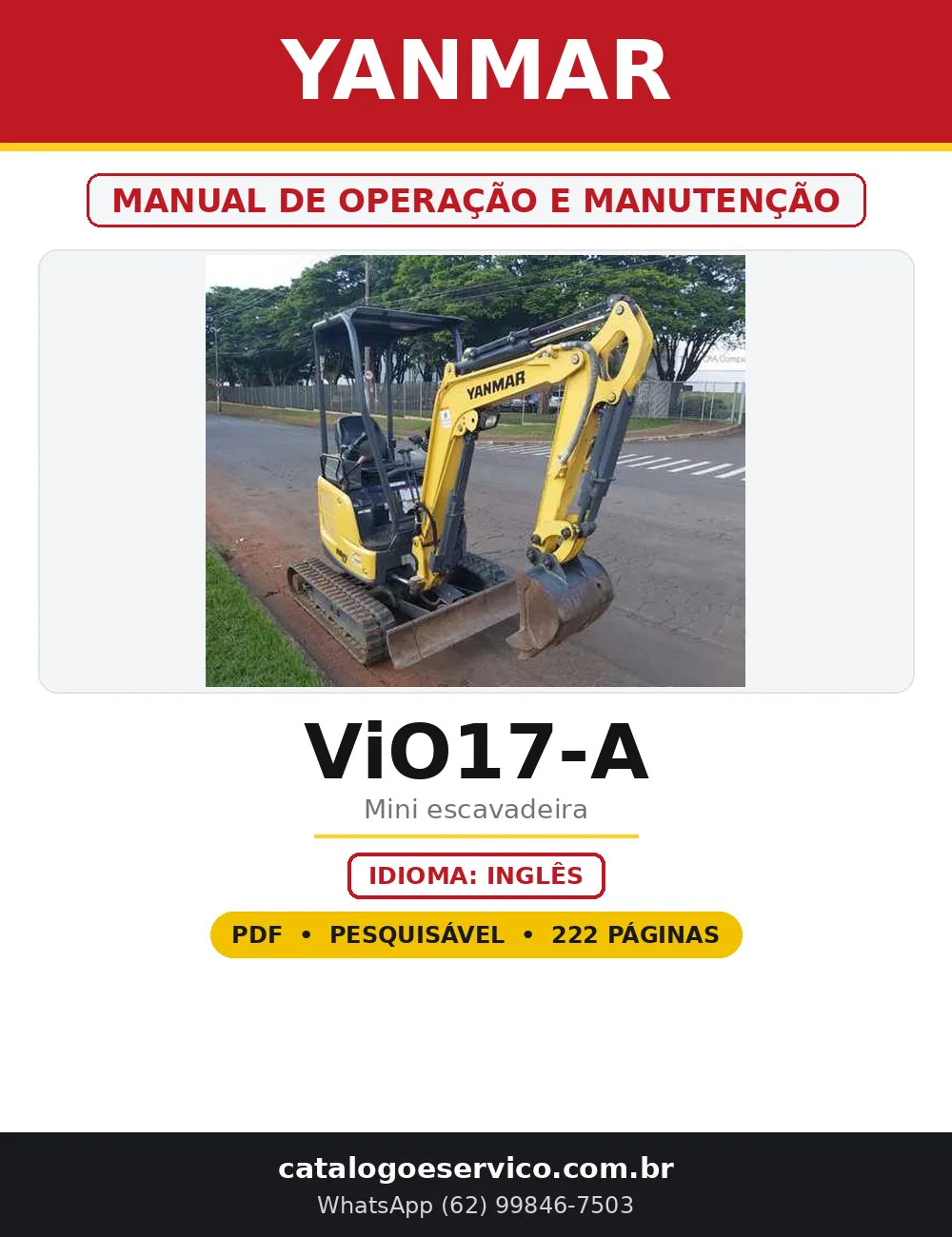 Capa do Manual de Operação e Manutenção Yanmar ViO17-A em PDF com 222 páginas