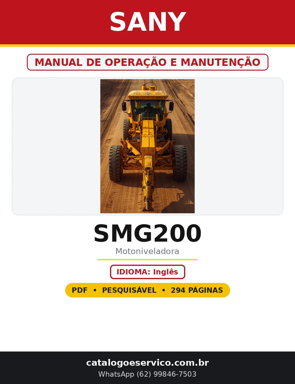 Capa do Manual de Operação e Manutenção Sany SMG200 em PDF com 294 páginas