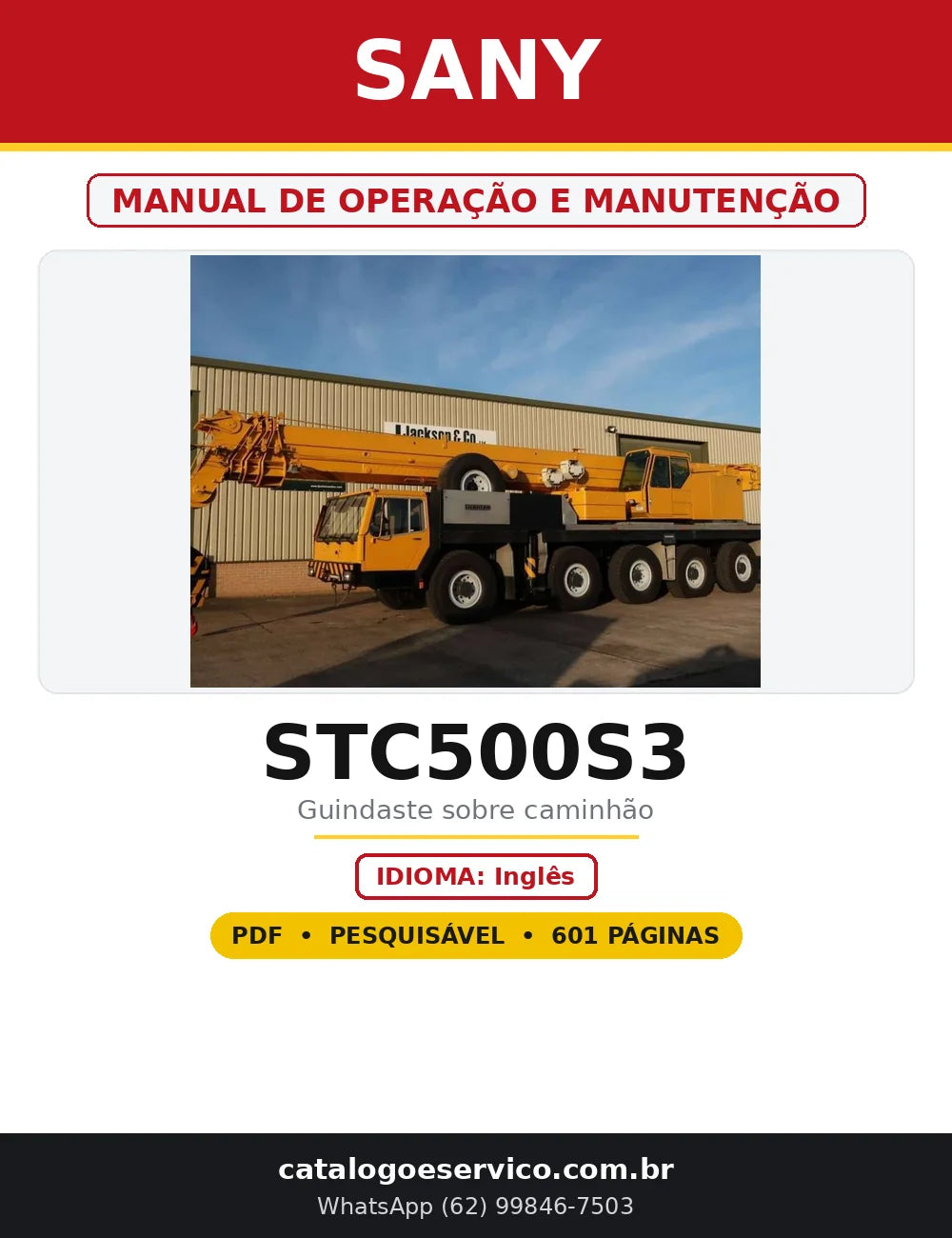 Capa do Manual de Operação e Manutenção Sany STC500S3 em PDF com 601 páginas