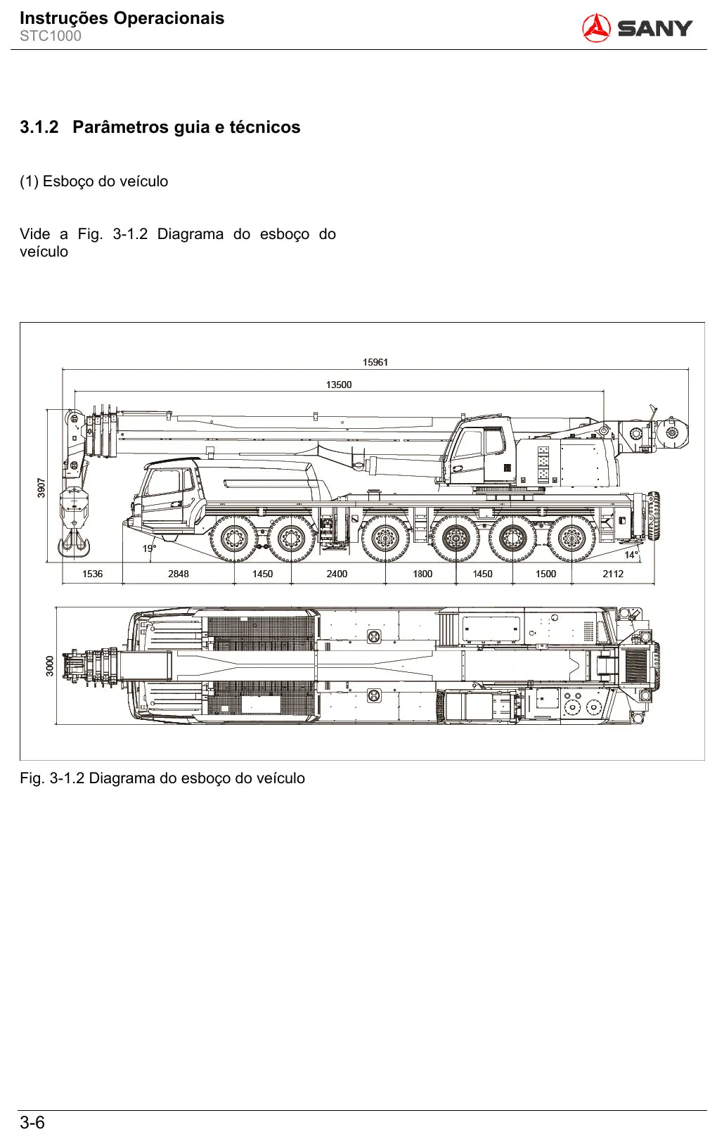 Página interna do Manual de Operação e Manutenção Sany STC1000 com ilustração de operação