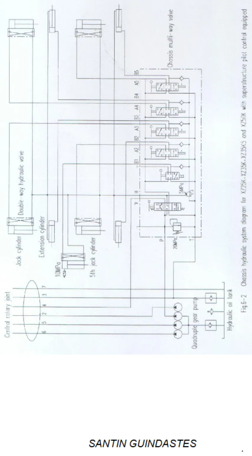 Detalhe de conjunto do Manual de Operação XCMG XZ16K a XZ65K com as referências de fábrica