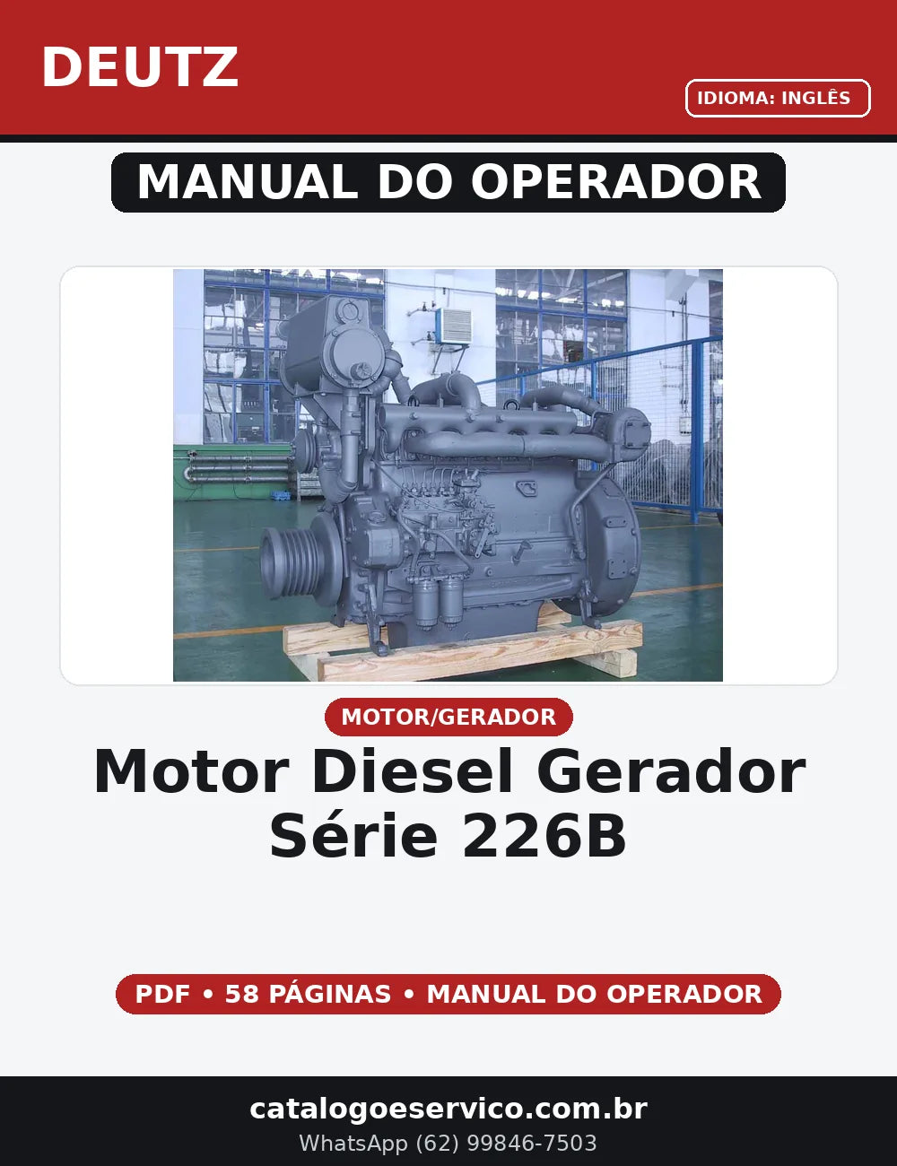 MANUAL DE OPERAÇÃO MOTOR DIESEL GERADOR SÉRIE 226B DEUTZ — capa do manual do operador