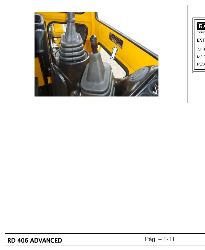 Página ilustrada do Manual do Operador Randon RD 406 Advanced com as posições numeradas