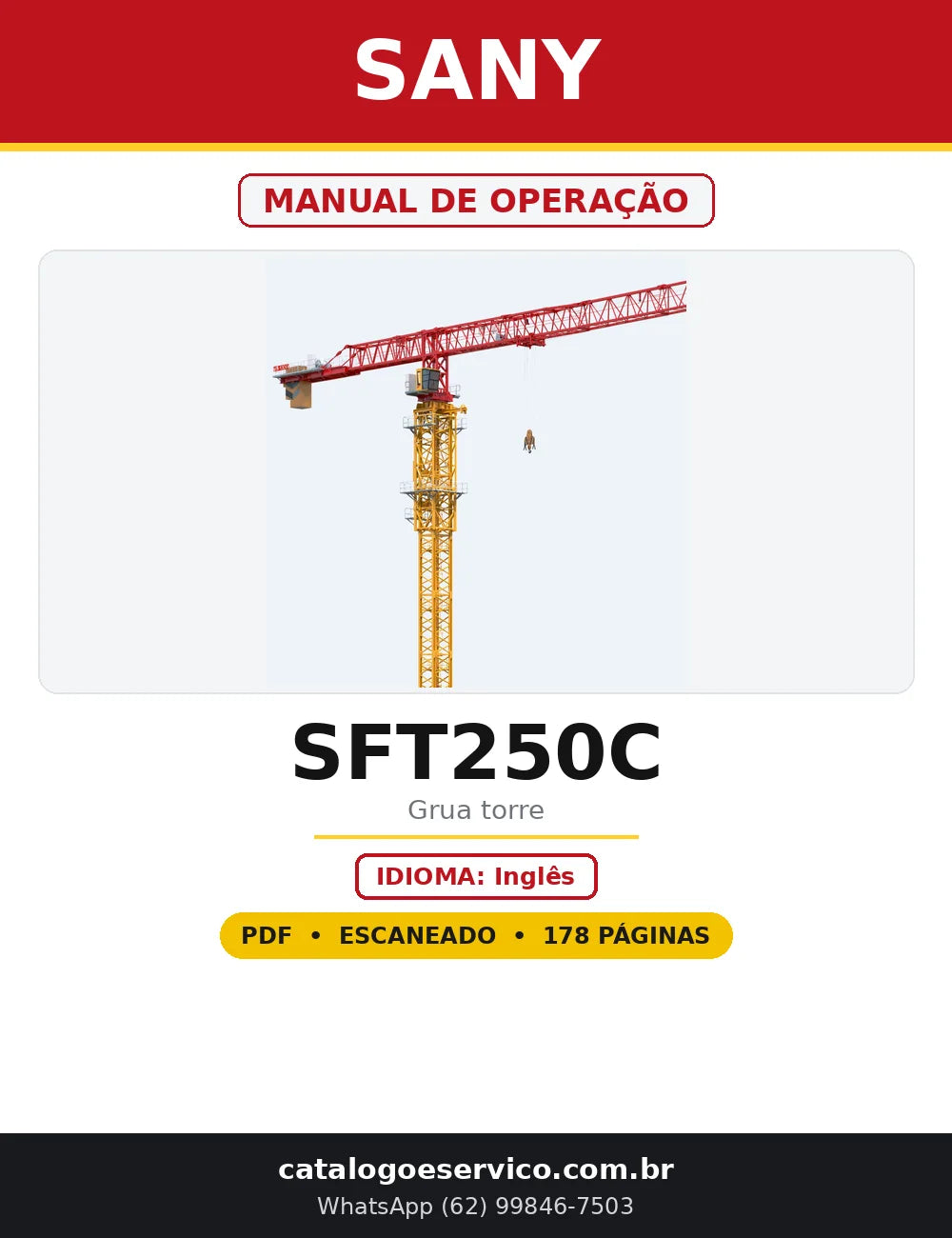 Capa do Manual de Operação Sany SFT250C em PDF com 178 páginas