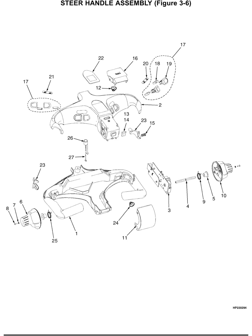 Detalhe de componentes ilustrados no Catálogo de Peças Hyster B60Z (A230) e B80Z (A233)