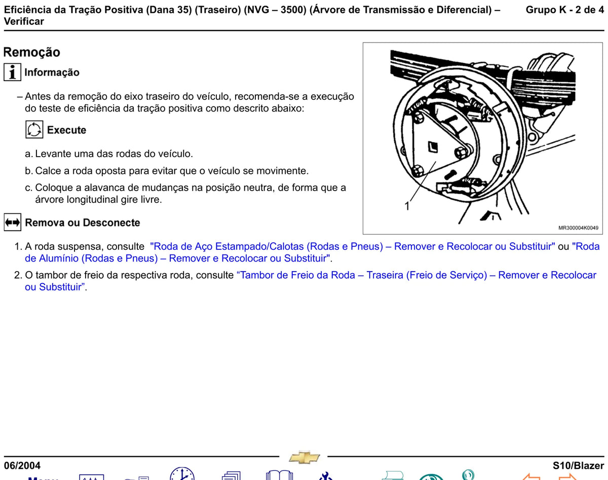 Manual de Reparação Chevrolet S10/Blazer 2004 – Grupo K: Câmbio FSO-2405, NVG-3500 e Dana 44 — página 3 do documento