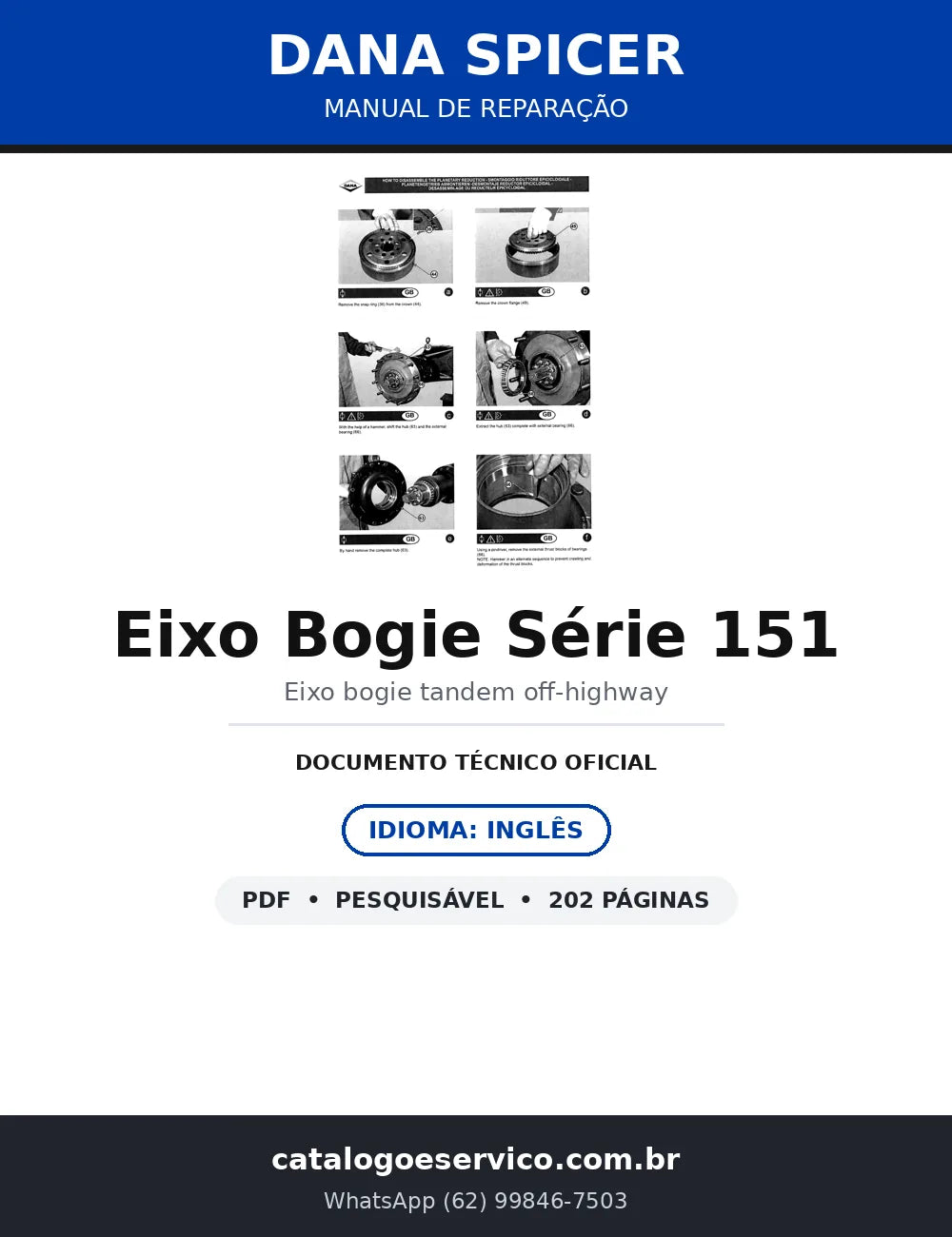 Manual de Reparação Eixo Bogie Dana Spicer Série 151 MO151B20 com Epicicloidal — capa