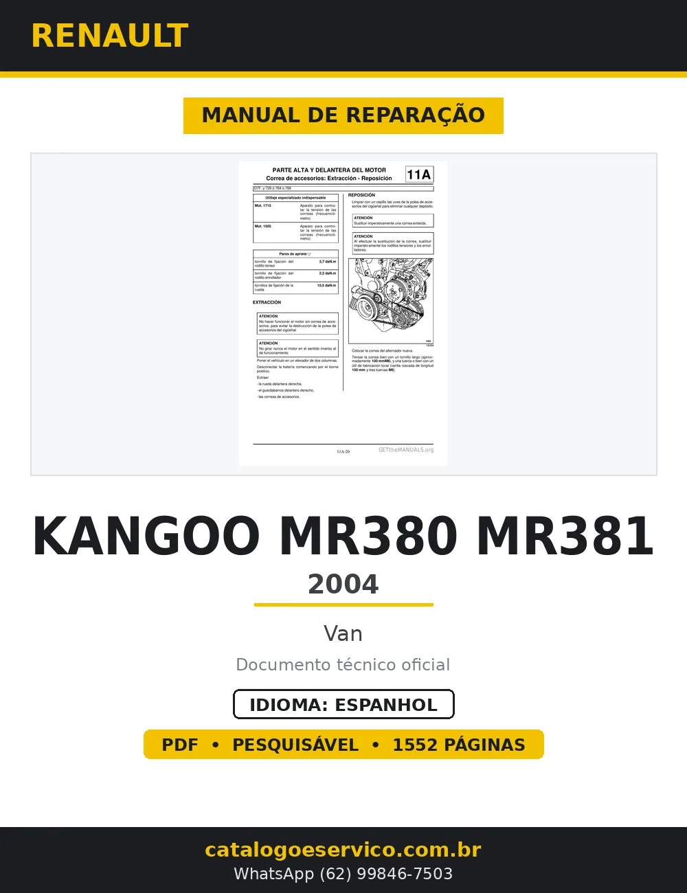 Manual de Reparação Renault Kangoo MR380 MR381 2004 — capa