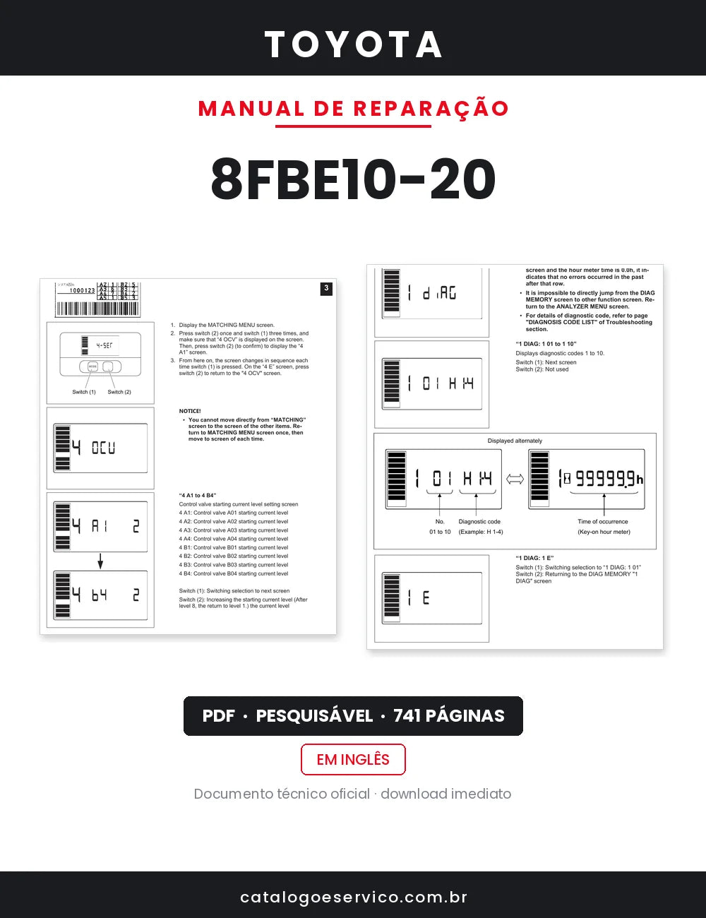 Manual de Reparação Toyota 8FBE10-20 — capa