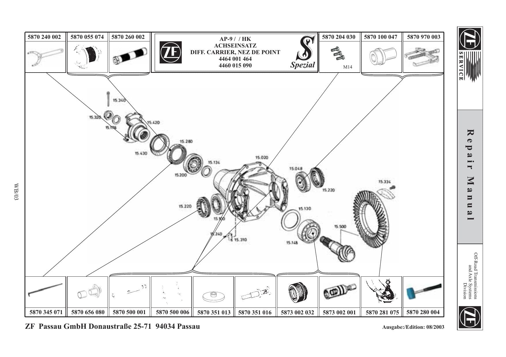 Manual de Reparo AP-9 ZF Eixo - página 2