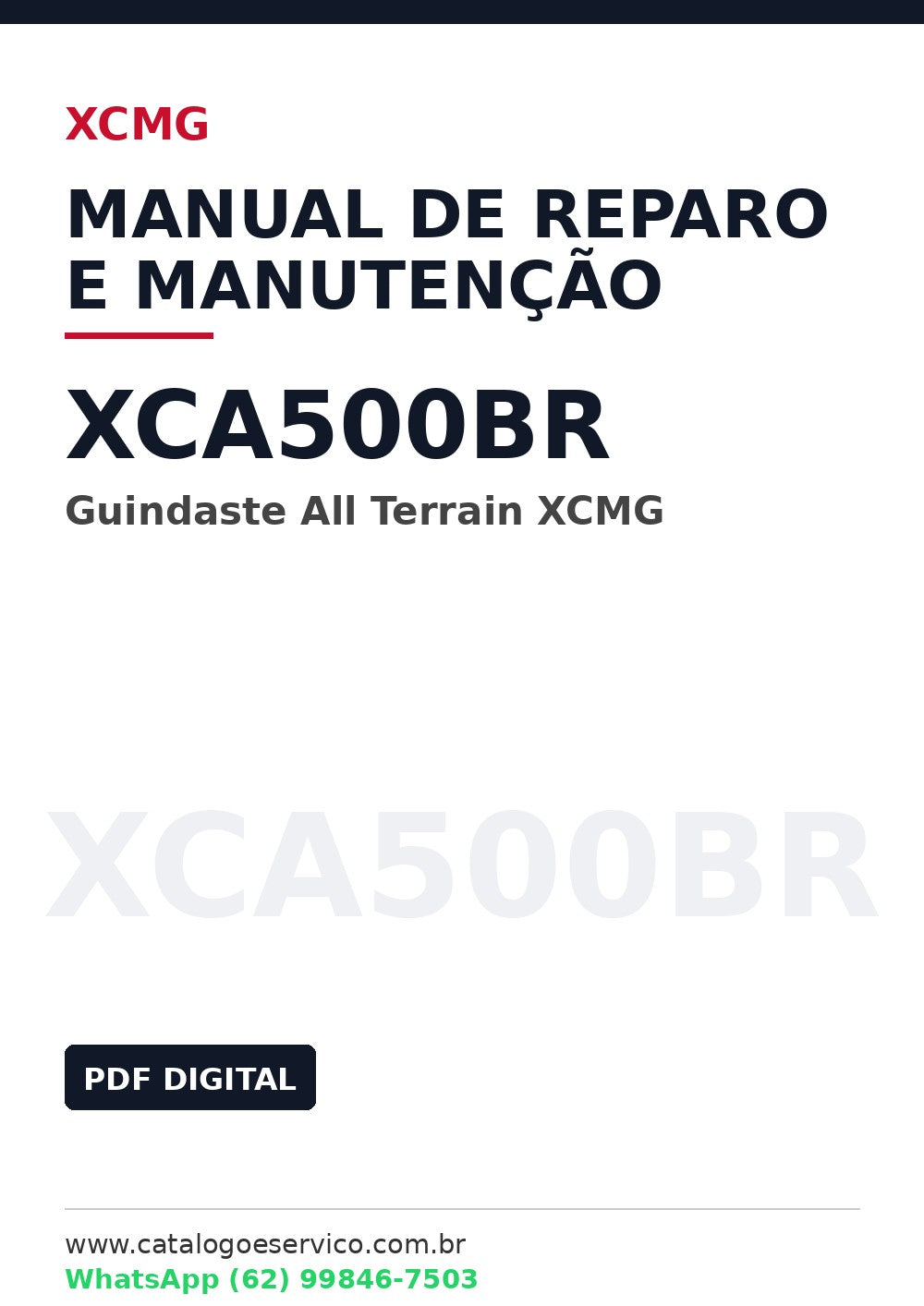 Manual de Reparo e Manutenção XCA500BR XCMG Guindaste All Terrain