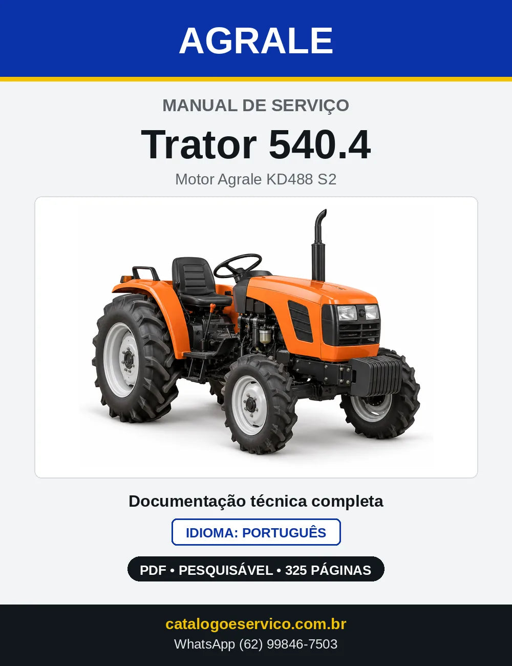 Capa do Manual de Serviço Agrale Trator 540.4 em PDF