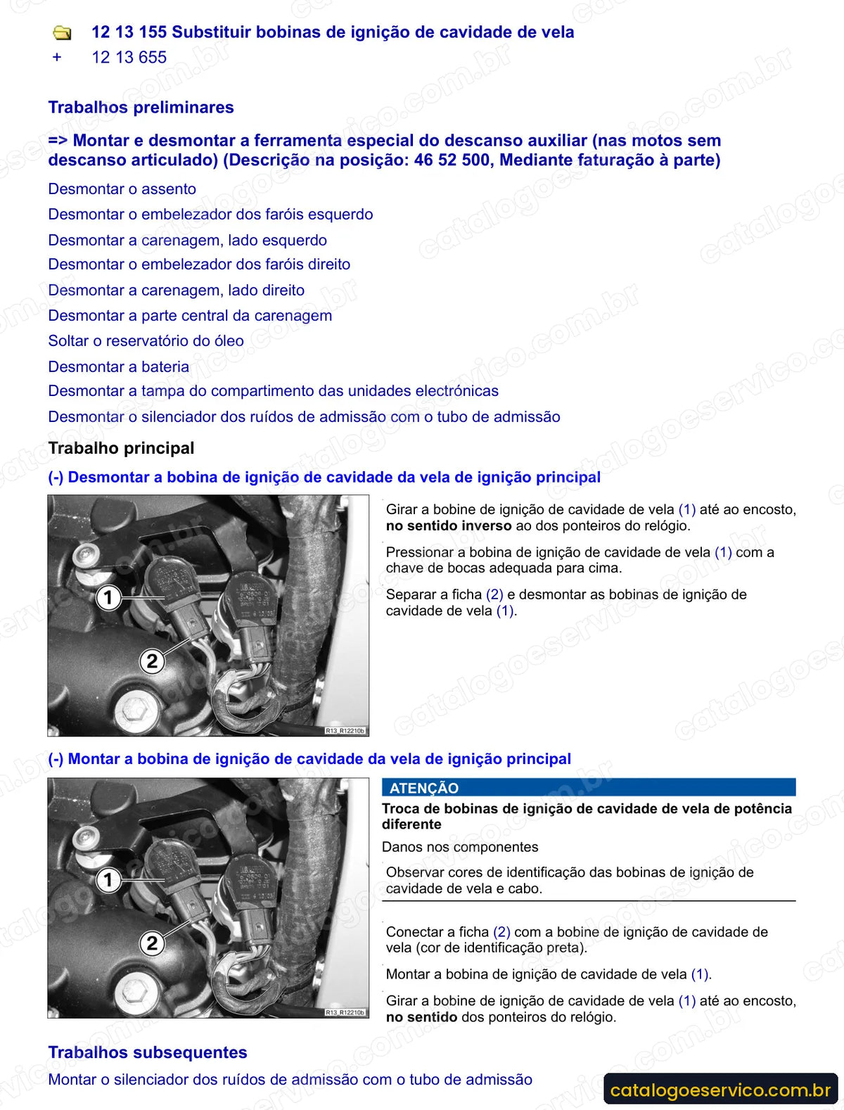 Página do Manual de Serviço BMW F 650 GS Dakar 2004 com procedimento ilustrado (1)