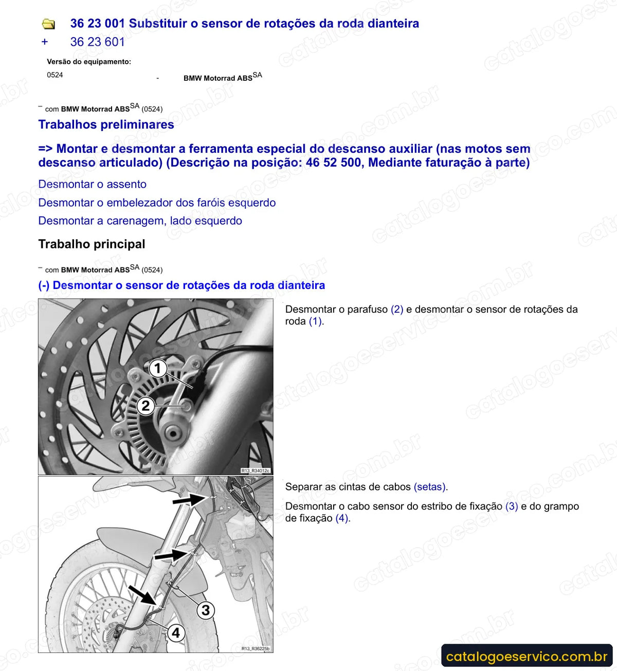 Página do Manual de Serviço BMW F 650 GS Dakar 2004 com procedimento ilustrado (2)