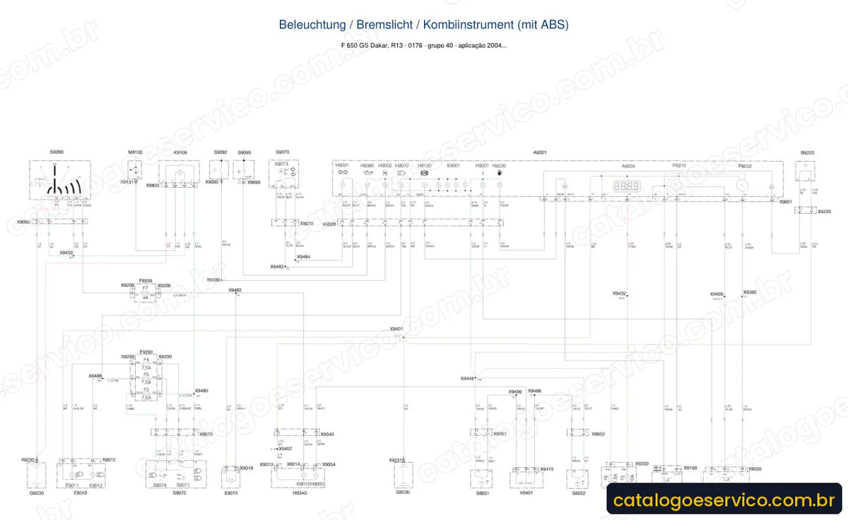Página de diagrama elétrico — Manual de Serviço BMW F 650 GS Dakar