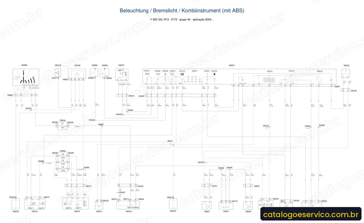 Página de diagrama elétrico — Manual de Serviço BMW F 650 GS
