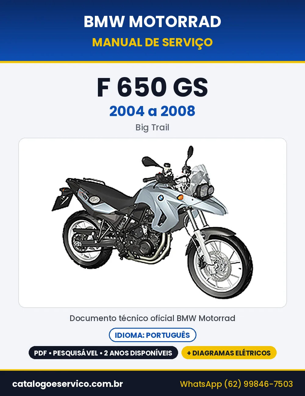 Capa do Manual de Serviço BMW F 650 GS 2004 a 2008 em PDF