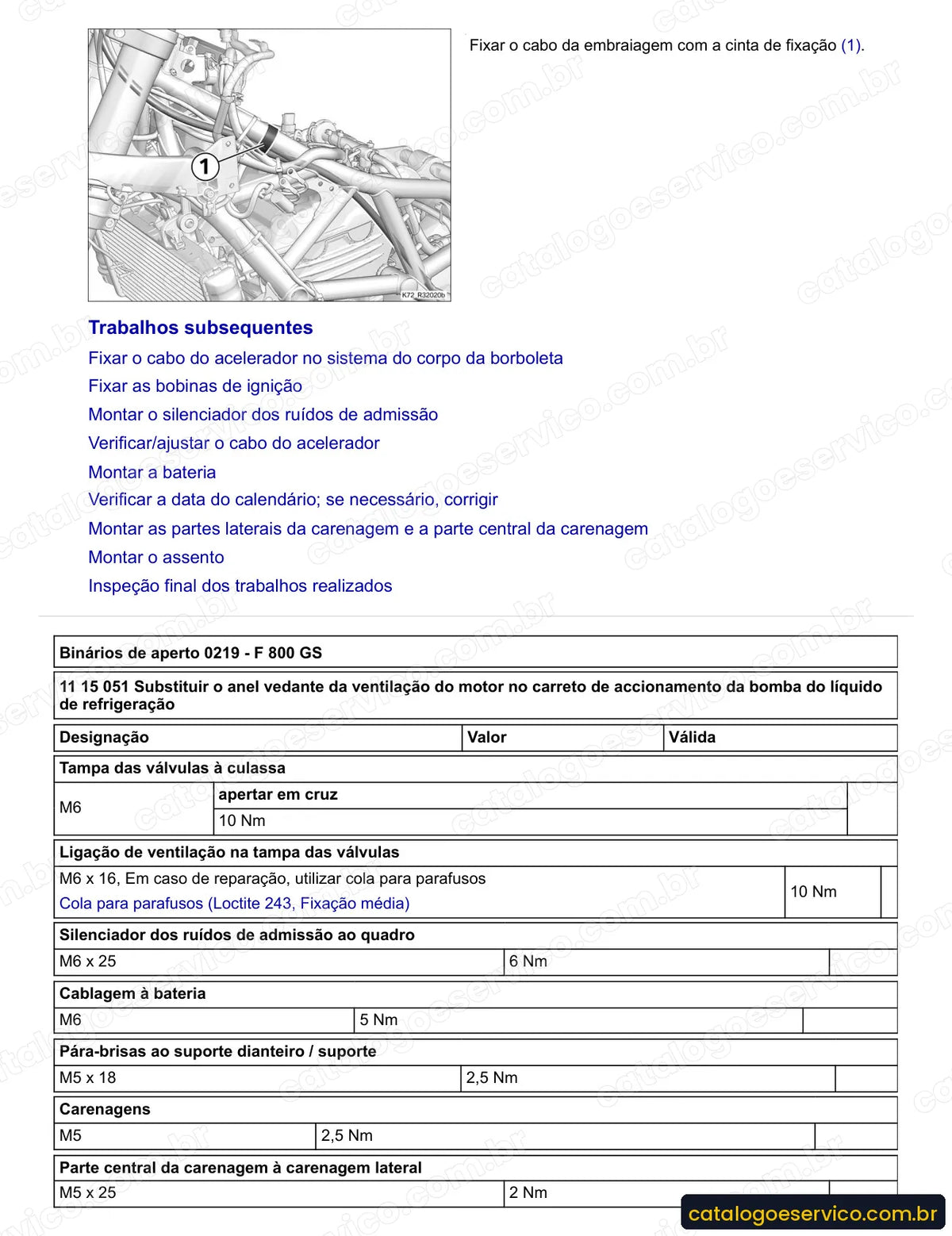 Página do Manual de Serviço BMW F 800 GS 2008 a 2016 com procedimento ilustrado (1)