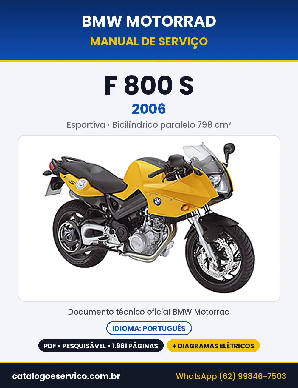 Capa do Manual de Serviço BMW F 800 S 2006 em PDF