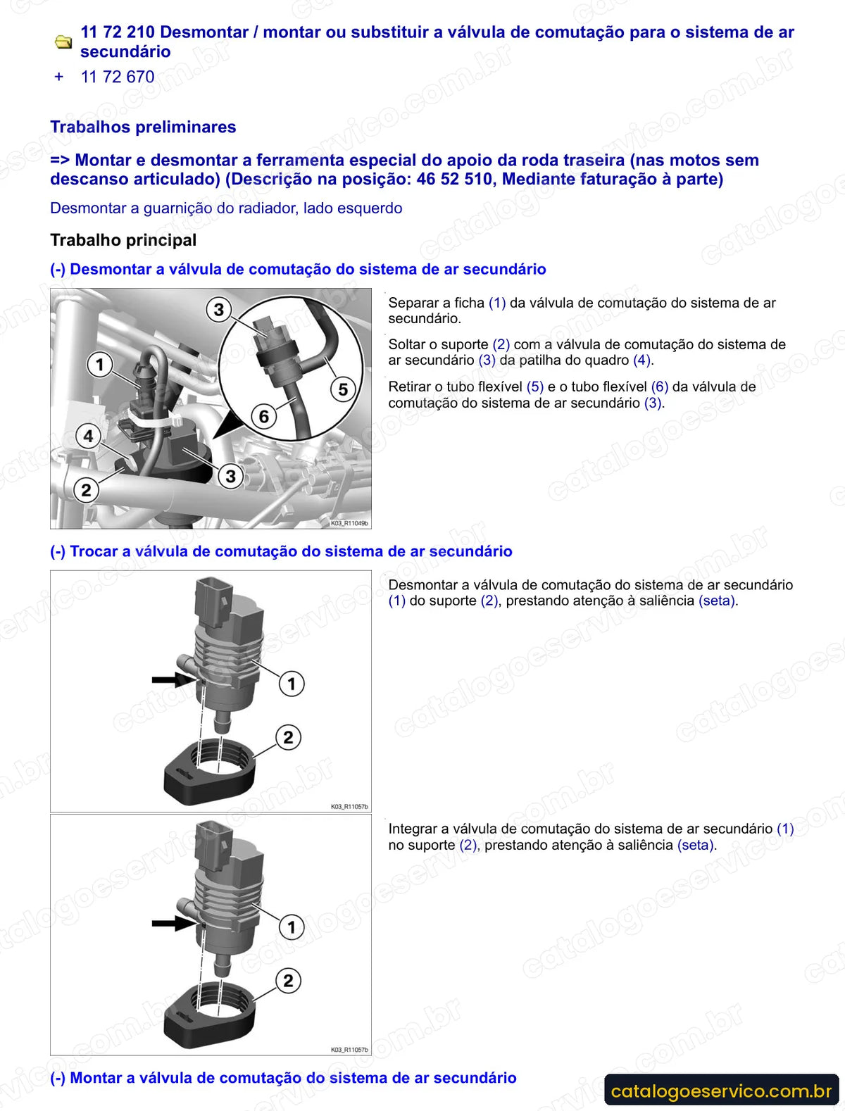 Página do Manual de Serviço BMW G 310 R 2016 com procedimento ilustrado (2)