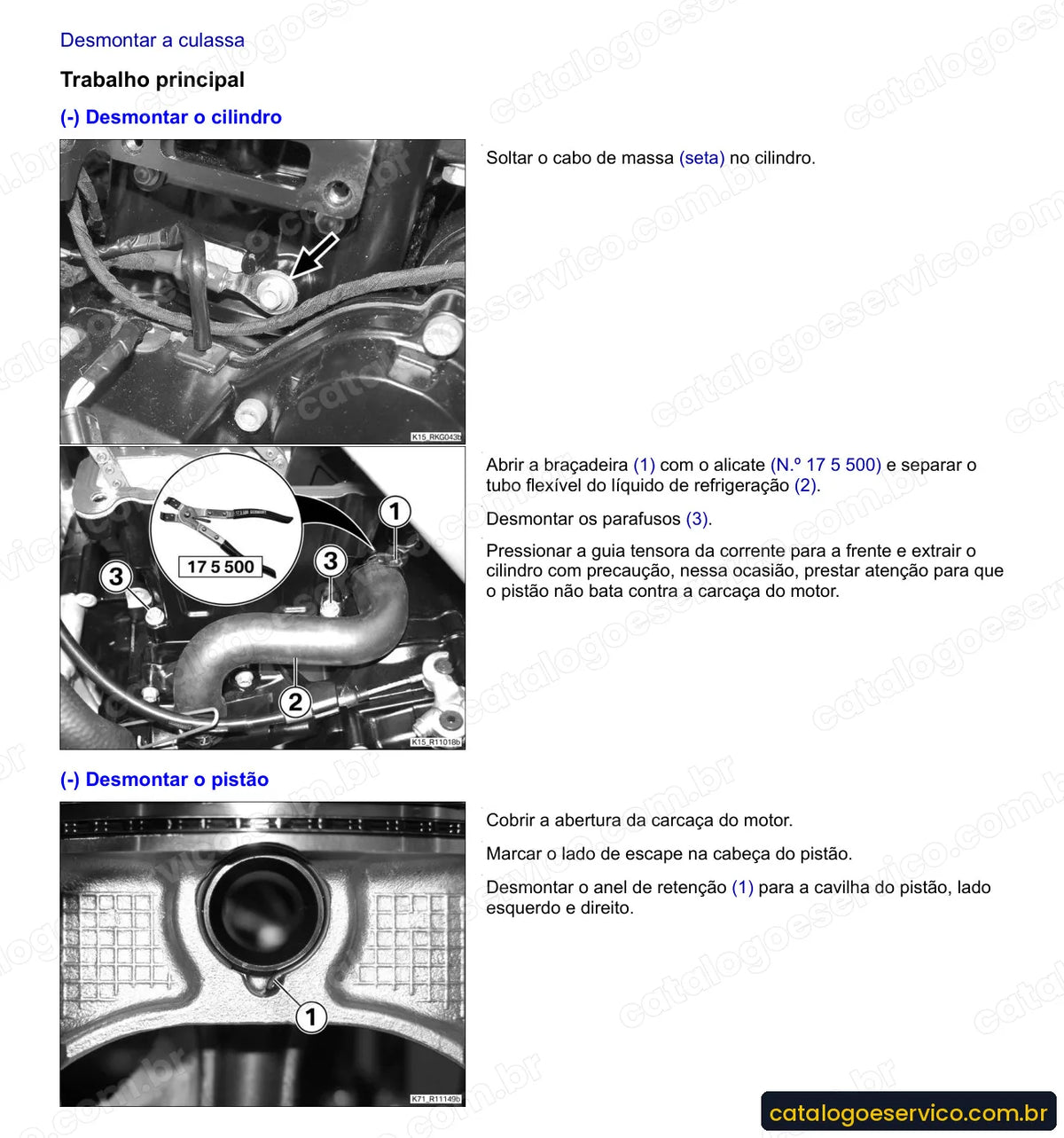 Página do Manual de Serviço BMW G 650 Xchallenge 2007 com procedimento ilustrado (1)