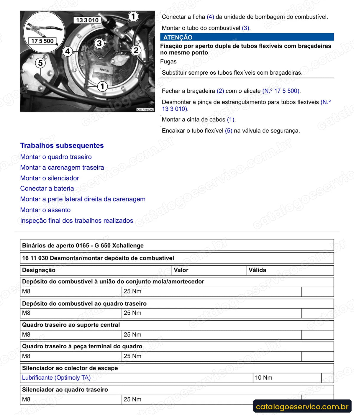 Página do Manual de Serviço BMW G 650 Xchallenge 2007 com procedimento ilustrado (2)