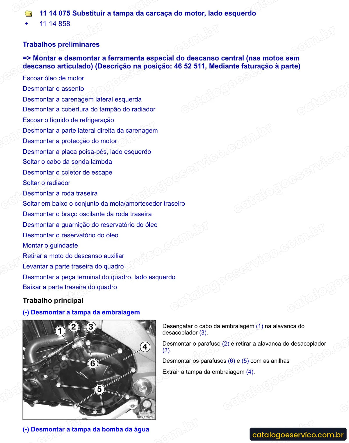 Página do Manual de Serviço BMW G 650 Xcountry 2007 a 2008 com procedimento ilustrado (1)