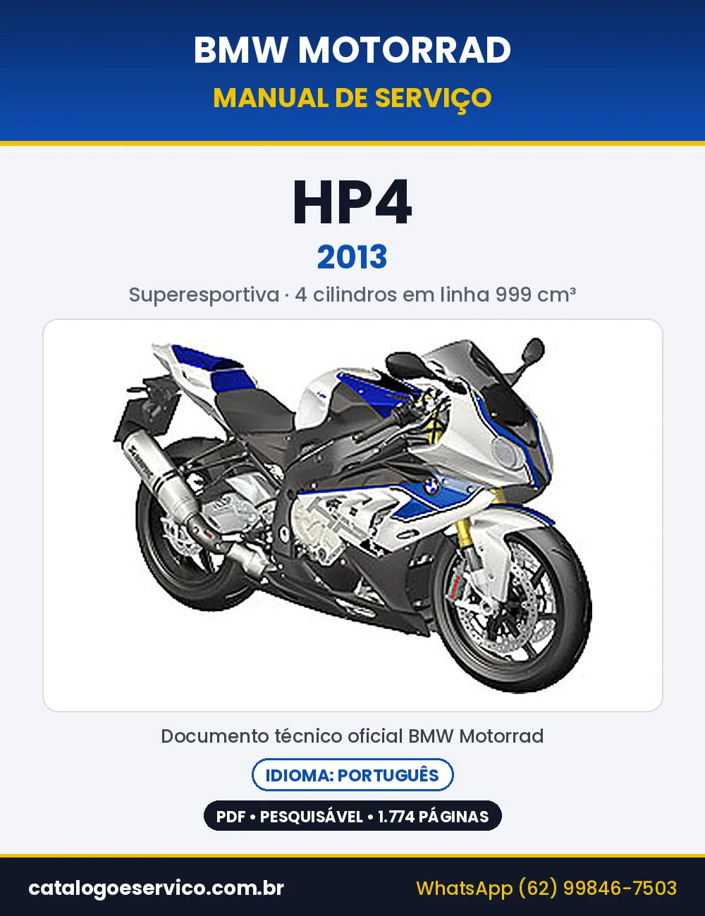 Capa do Manual de Serviço BMW HP4 2013 em PDF