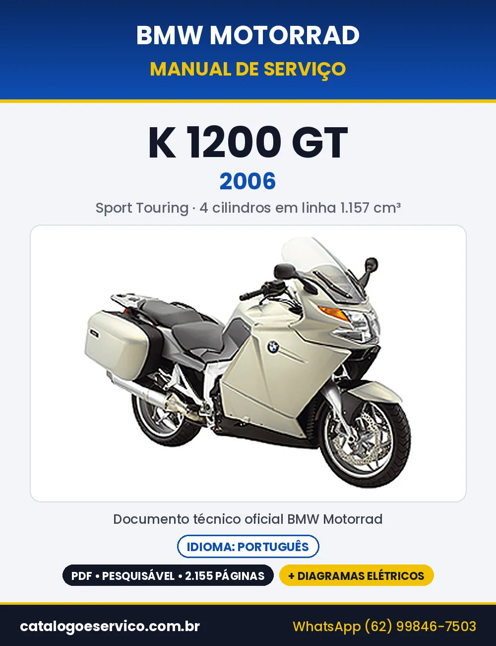 Capa do Manual de Serviço BMW K 1200 GT 2006 em PDF