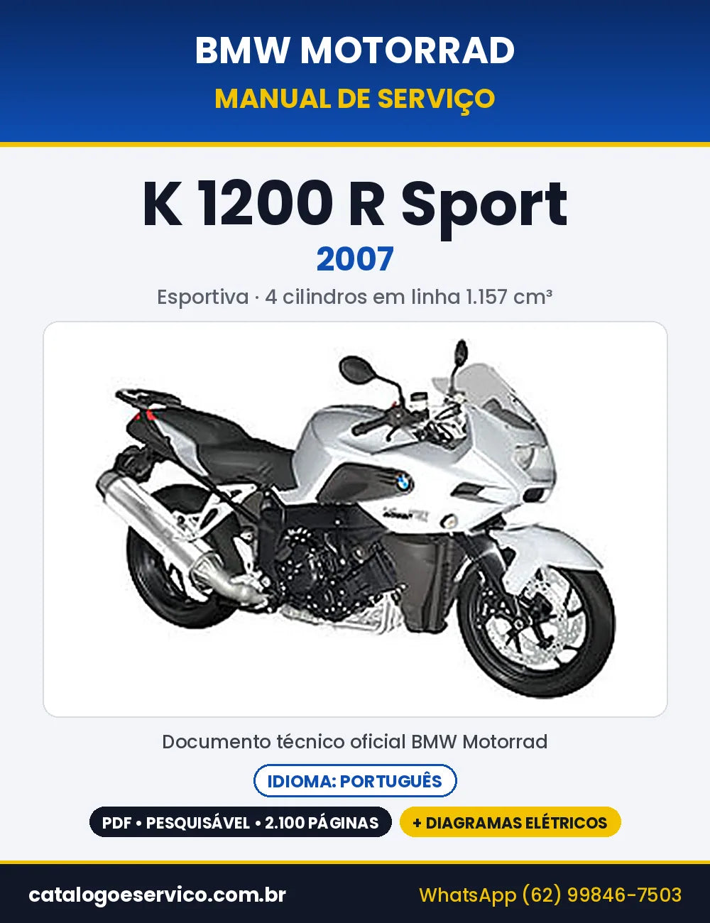 Capa do Manual de Serviço BMW K 1200 R Sport 2007 em PDF